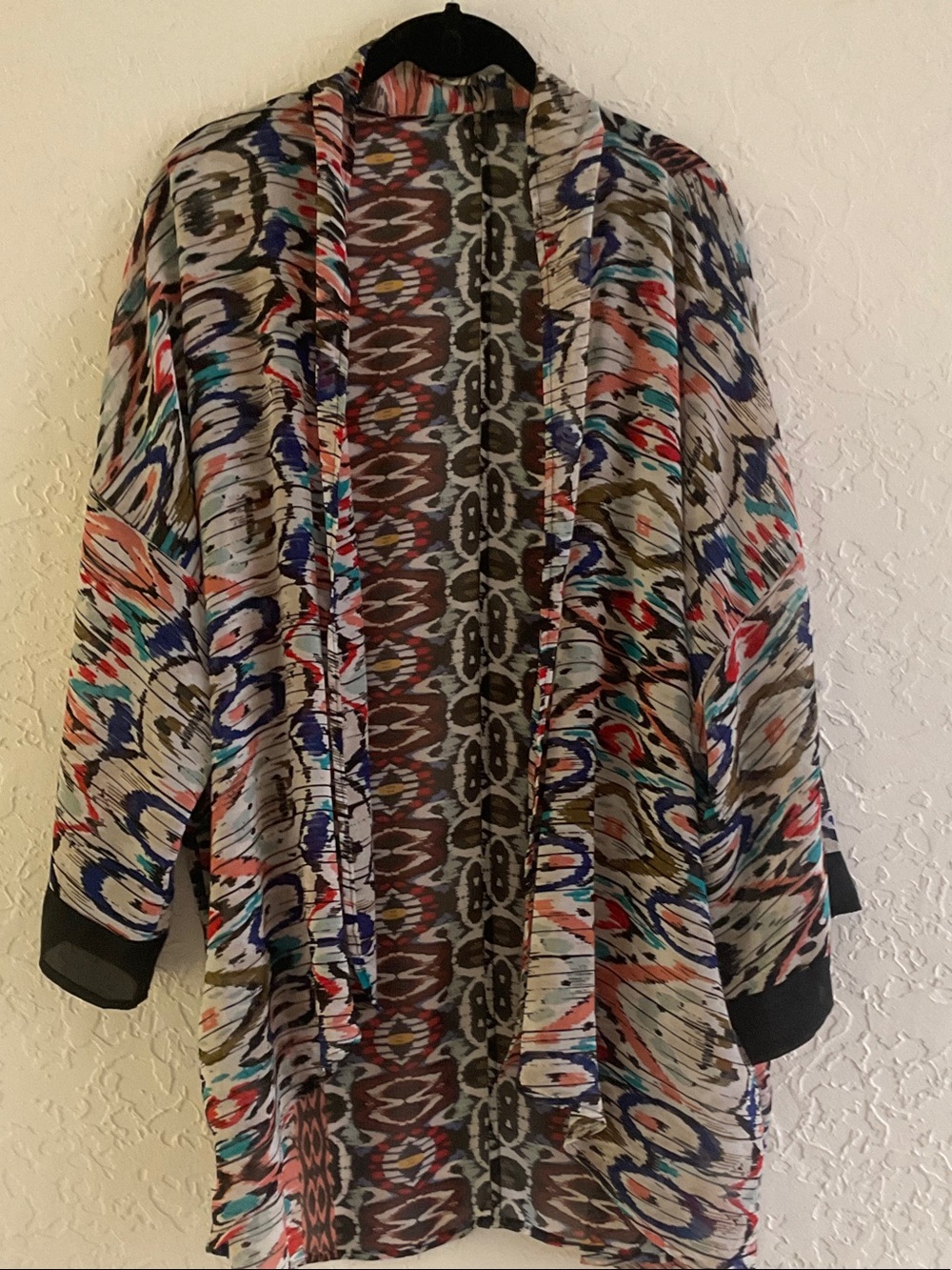 Sheer Multi-Color Patterned Kimono - Picture 12 of 12